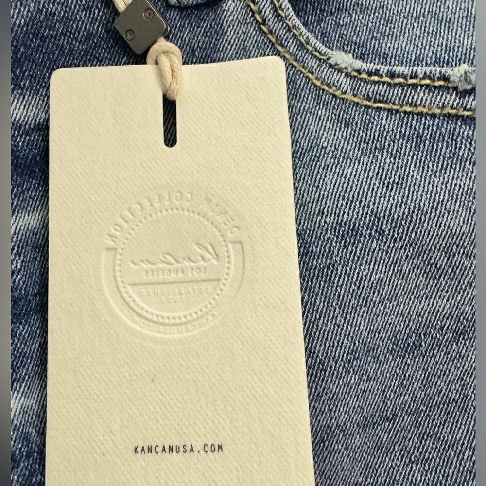 KANCAN HIGH WAIST RAW HEM CROPPED WIDE LEG JEANS -Size 15 - Picture 7 of 9